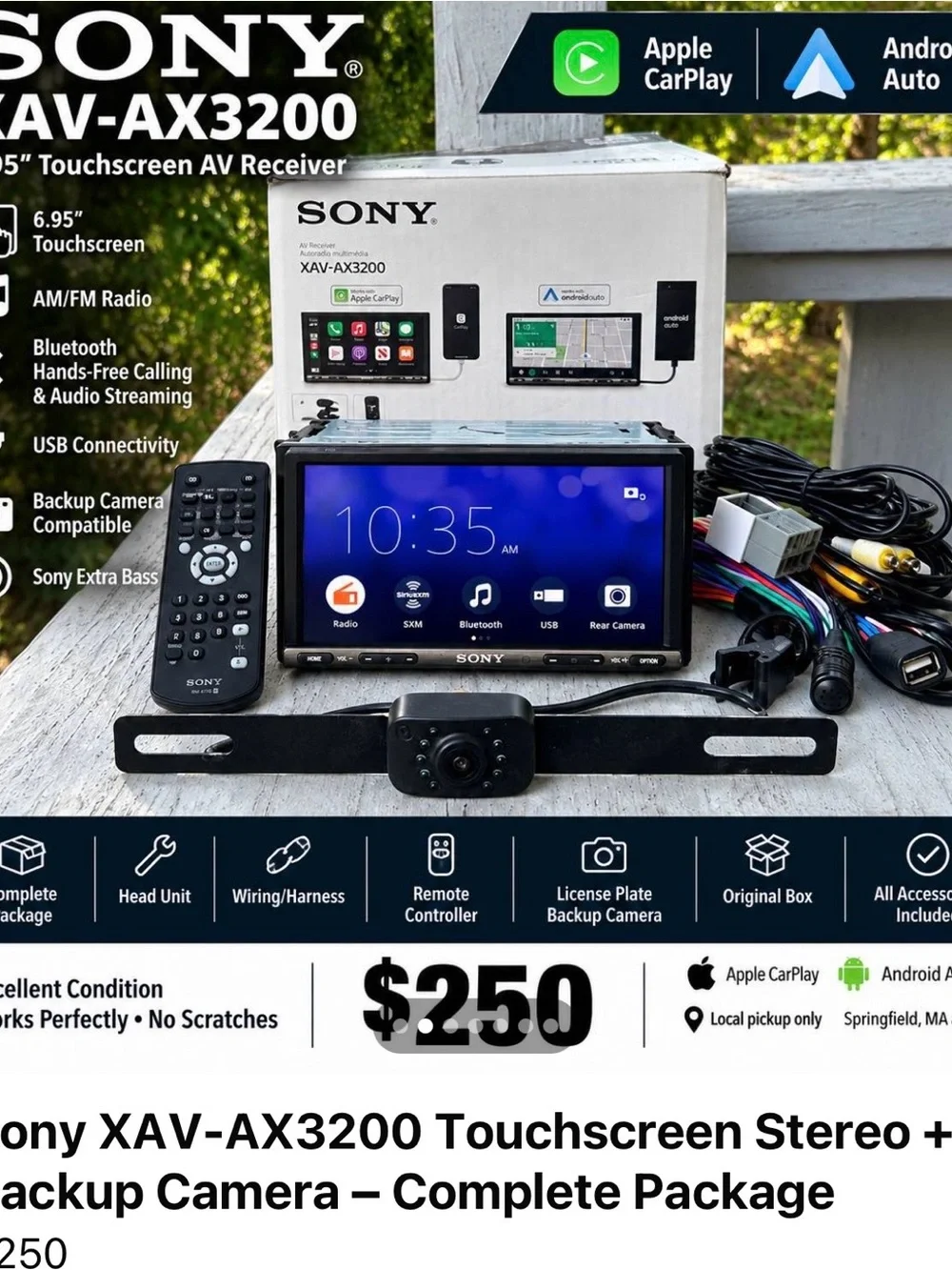 Sony Double-DIN Touchscreen Car Stereo Receiver in Black and Blue Display